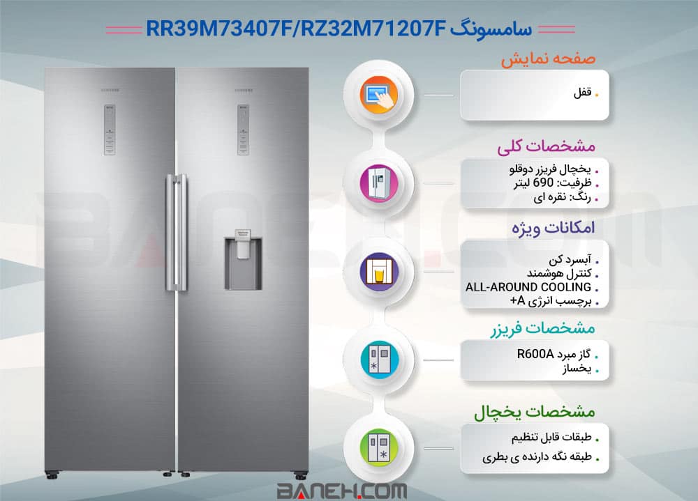 یخچال و فریزر دوقلوی سامسونگ 40 فوت RZ32 – RR39 Samaung Refrigerator