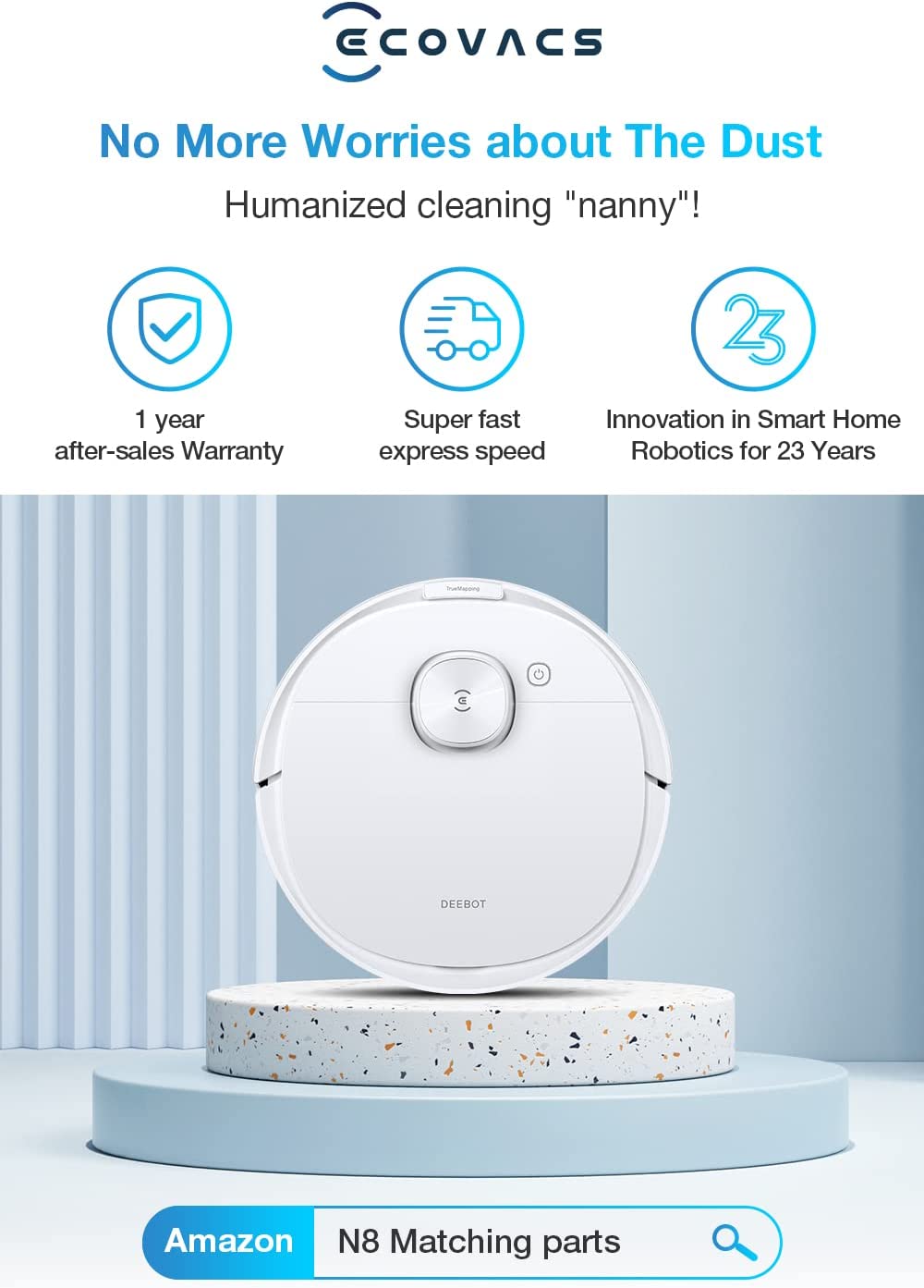 جاروبرقی رباتیک 2300 پاسکال 40 وات اکووکس مدل ECOVACS DLN26